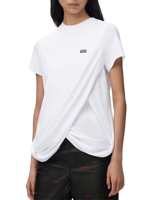 Top alb drapat