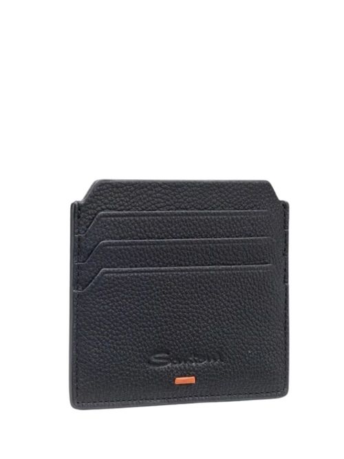 Portcard negru din piele