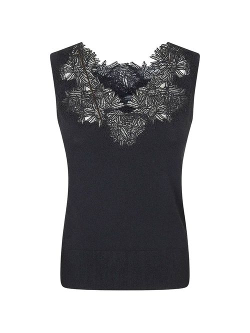 Top negru cu broderie