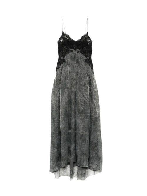 Rochie maxi gri cu broderie
