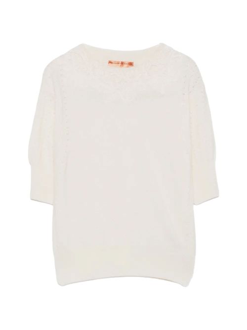 Pulover alb cu broderie