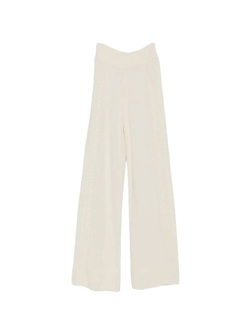 Pantaloni crem din tricot
