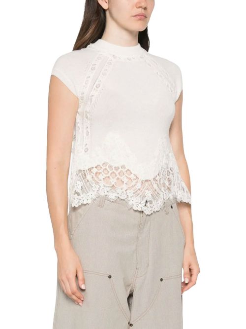 Tricou alb cu broderie
